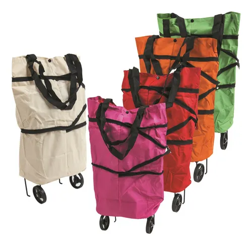  Bolsa de compras plegable con ruedas, carrito de