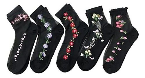 5 Pares De Calcetines Transparentes Para Mujer Calcetines Fi