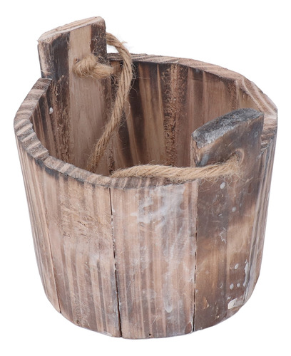 Maceta Redonda Con Forma De Cubo De Madera, Estilo Retro, Rú