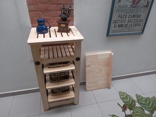 Mueble Verdulero 3 Canastos Y Estante + Tabla De Amasar