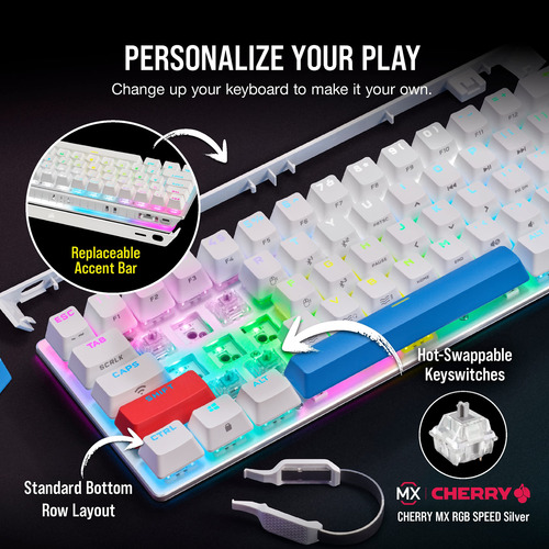 Teclado Gaming Corsair K70 Pro Mini Wireless Rgb 60% Blanco