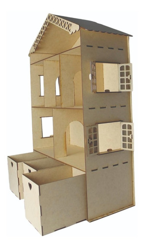 Imagem 4 de 5 de Casinha Com Móveis Mdf Organizador Para Meninas