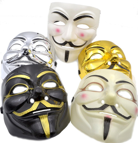 Máscara De V Para Vendetta [5 Unidades] Colores Como Se