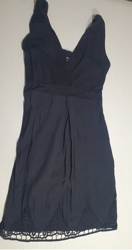 Vestido Negro Kill Talle 42 Con Detalles De Encaje 