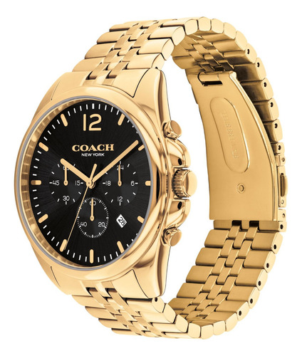 Reloj De Pulsera Hombre Coach 3 Esferas Negro Y Dorado