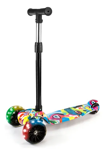 Patinete Infantil 3 Rodas Dobrável Com Led Conect Brinq BV0011 Br...