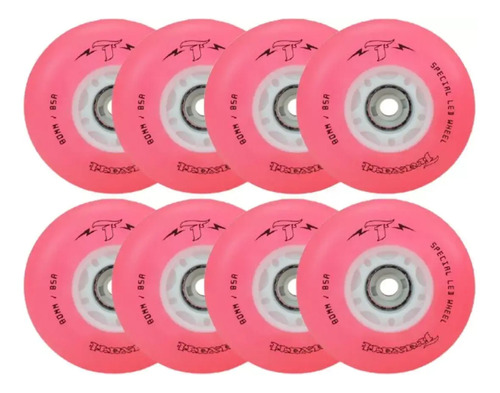 8 Rodas Inline Traxart Led Special 80mm Rosa + Brinde