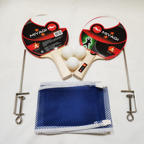 Kit Accesorios Ping Pong Raquetas Pelotas Malla Paral Miyagi