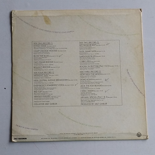 Lp Lionel Hampton - The Best Of Duplo Importado Raro (Usado)
