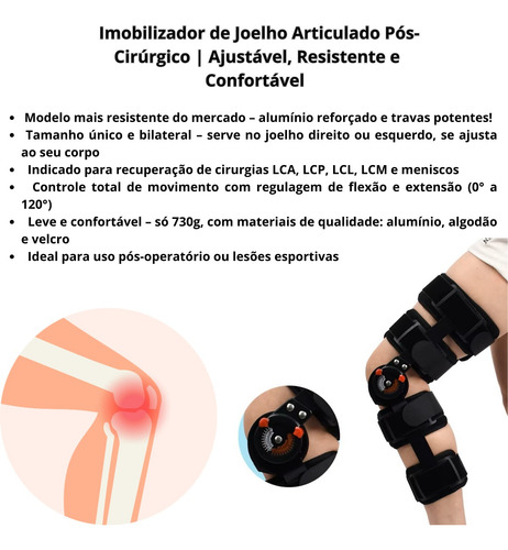 Joelheira Com Trava Flexão Extensão Lado Direito/esquerdo Preto Unico