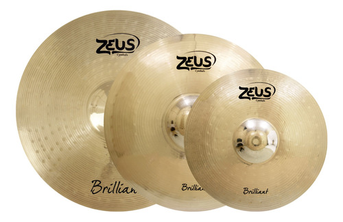 Set Pratos Bateria Zeus Brilliant Set C Hi-hat Crash Ride