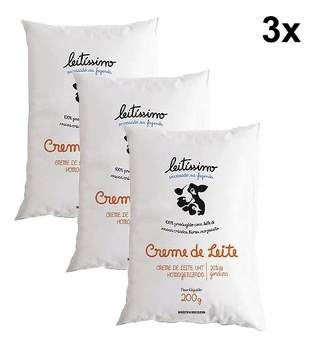 Combo 3 Leitíssimo Creme De Leite Uht 20% Gordura 200g