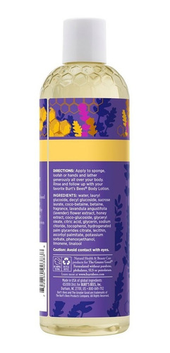 Imagen 3 de 4 de Gel De Baño Burt's Bees Lavanda Y Miel 354,8 Ml