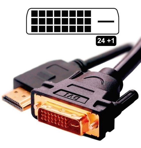 Imagen 3 de 5 de Cable 2m Conexion Hdmi A Dvi 24+1 / Hdtv V1.4 / Boleta