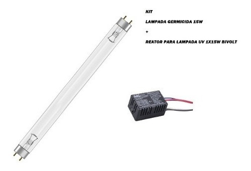 Lâmpada 15w Uv Filtro Germicida 45cm Philips + Reator Kit