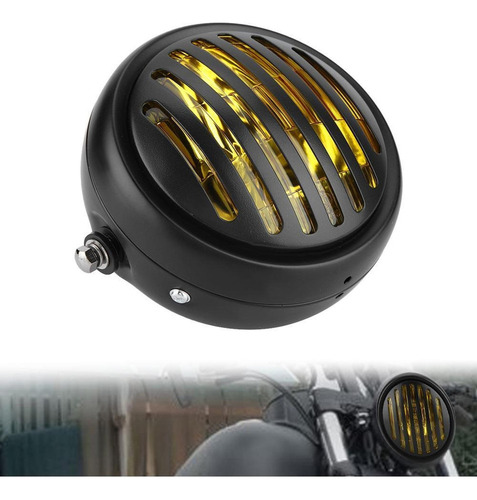 Motocicleta Universal Retro Preto Shell Grill Tampa Farol Fr