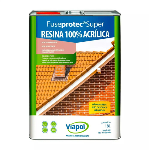 Resina Acrilica Fuseprotec Super 18lts Viapol Acabamento Fosco Cor Incolor - Fosco