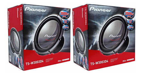 Kit 2: Subwoofer Pioneer TS-W3003d4, 12 pulgadas, 600 W, doble bobina, color negro