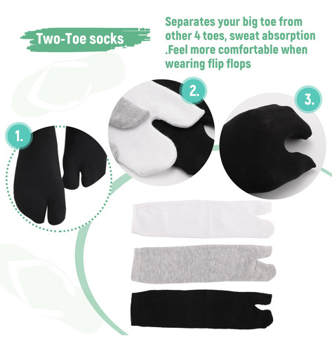 3 Pares De Sandalias Tipo Kimono Japonés Con Punta Dividida