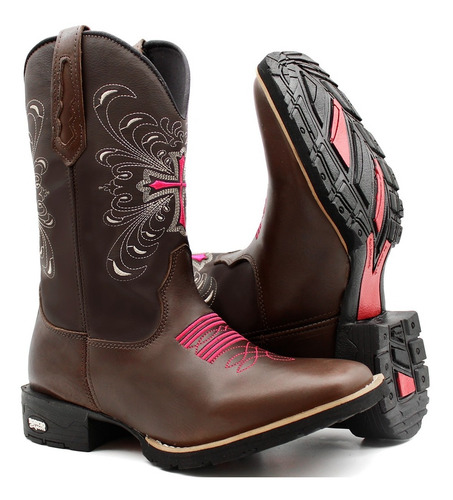 Bota Butina Texana Feminina Bico Quadrado Country Oferta Top