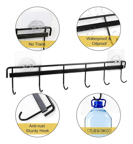 4 Colgadores Para Utensilios Con Ganchos, Soporte De Pared P