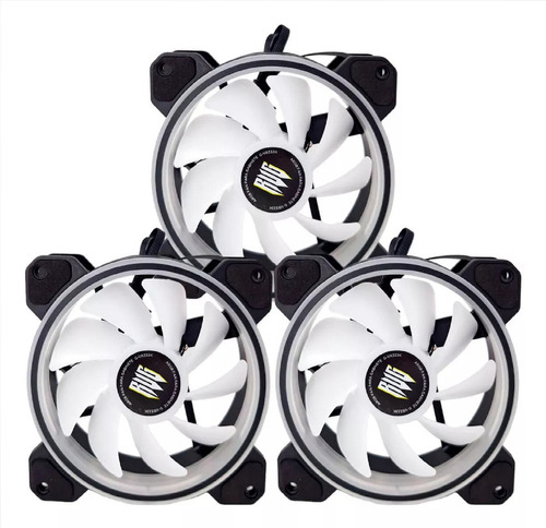 Kit 3 Cooler Fan 120mm Led Argb Hub E Controladora Ventoinha Gabinete Gamer Computador Pc 12v Digital Informática