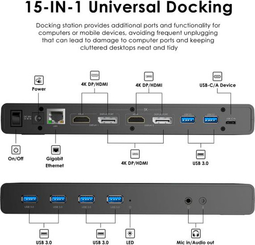 Estación De Acoplamiento Usb C Con Carga Para Computadora Po