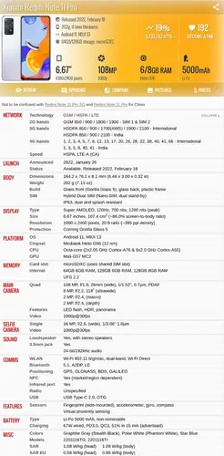 Xiaomi Redmi Note 11 Pro 2201116tg 6gb 64gb Dual Sim Duos
