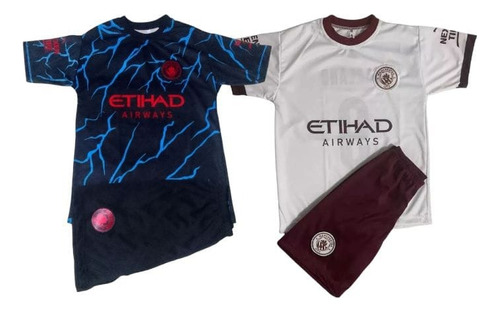 2 Kit Conjunto Infantil Do Manchester City Haaland Novo 