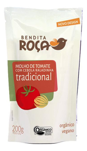 Kit 6x: Molho Tomate Tradicional Orgânico Bendita Roça 200g