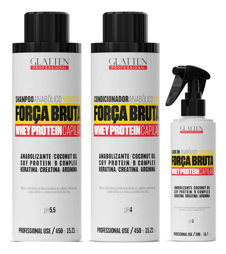 Glatten Força Bruta Shampoo E Condicionador E Leave-in
