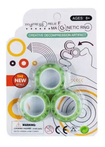 Anel Magnético Hand Spinner Fidget Toy Fluorescente Verde