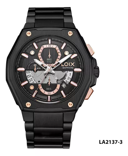 Reloj hombre GT50-3 rojo con caja pavonada, tablero negro - Relojes Loix
