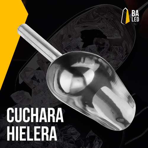 Imagen 6 de 10 de Cuchara Hielera Acero Inoxidable Granos O Hielo