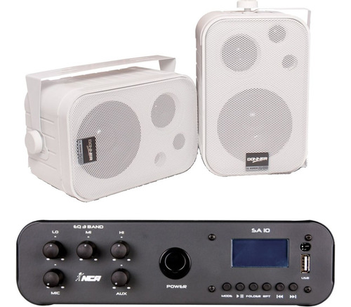 Kit Som Ambiente Amplificador Sa10 + 2 Caixas Sp400 Ll Audio Cor Branco Potência De Saída Rms 30 W 127/220v