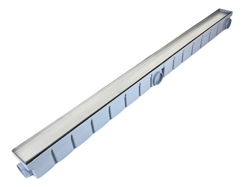Ralo Linear Inox 2 Em 1 Piscina 6cm X 100cm Coletor Cinza
