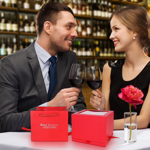 Caja Con Ventana, 9 Corazones, Rosas Rojas, Para El Día De S