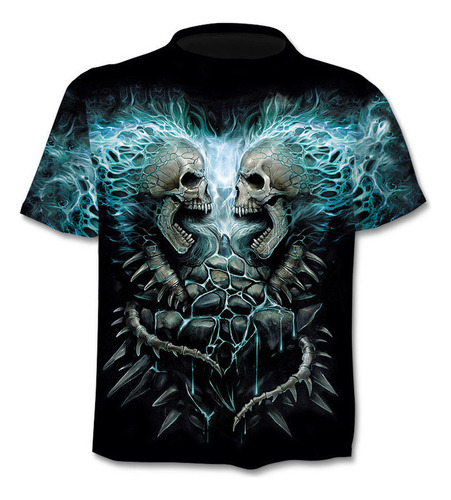 Playera Anime Cráneo Oversize Negro