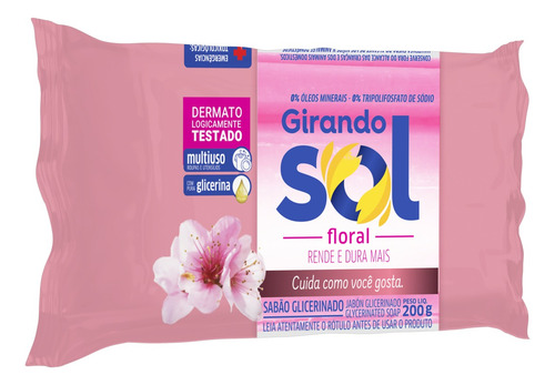 Sabão em pão Girando Sol Glicerinado Multiuso floral 200 g