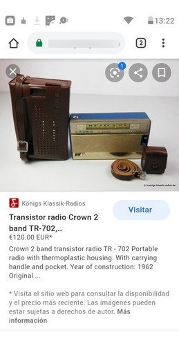 Antigua Radio Crown Transist Tr102 Madein Japan De Colección (Usado)