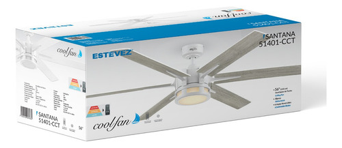 Ventilador De Techo Santana Cct 56 Pulg Blanco Seis Aspas Coolfan