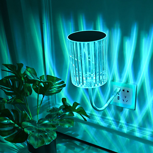 Lámpara De Mesa Pequeña De Cristal Con Carga Led Para Mesita