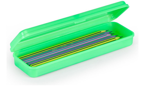 Estojo Escolar Organizador Uso Geral Kit 5 Peças Cores Neon Cor Verde Neon