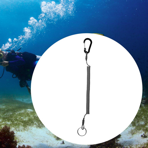 3 Cordones De Pesca Retráctiles Seguros En Espiral, Negro