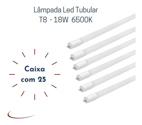 Lampadas Led Tubular 18w - Caixa Com 25 Cor Da Luz Branco-frio
