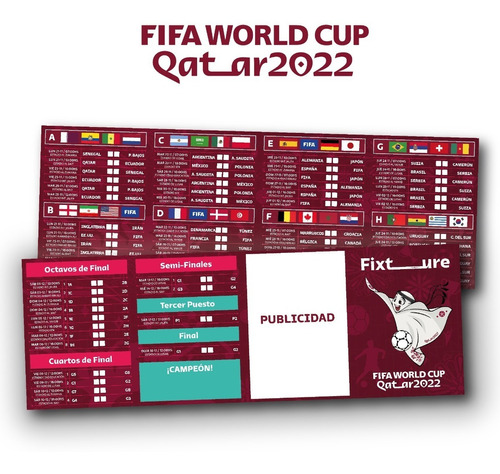 Fixture Mundial Qatar 2022 Editable Vector Imprimir