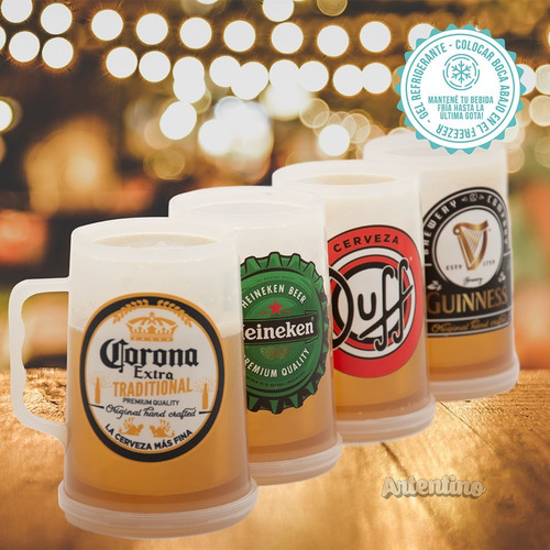 6 Vaso Chopp Gel Refrigerante Cerveza Fernet Siempre Frío