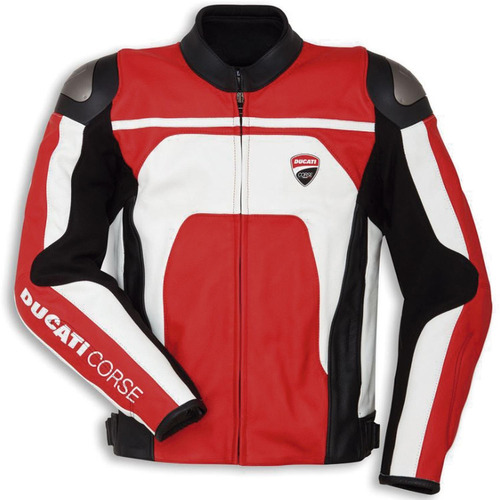 Chamarra De Piel Ducati Corse C4 Blanco/rojo