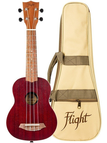 Flight Nus380 Coral Ukelele Soprano Con Funda Sapelli Color Rojo