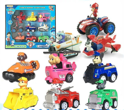 Paw Patrol Patrulla Canina Vehículos Friccion Muñecos Set X9